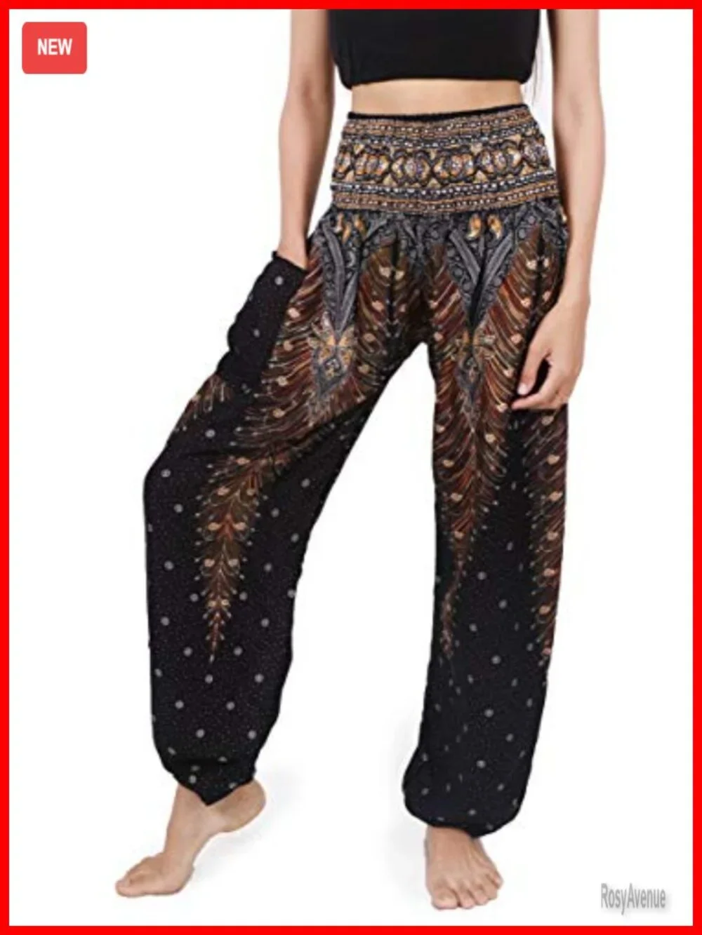 Smocked Waist Harem Hippie Boho Yoga Palazzo Casual Pants